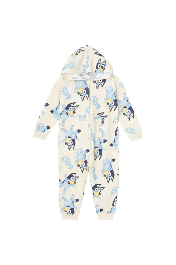 Toddler Fleece, Cotton, Polyester Zip Up Coverall, White, 6