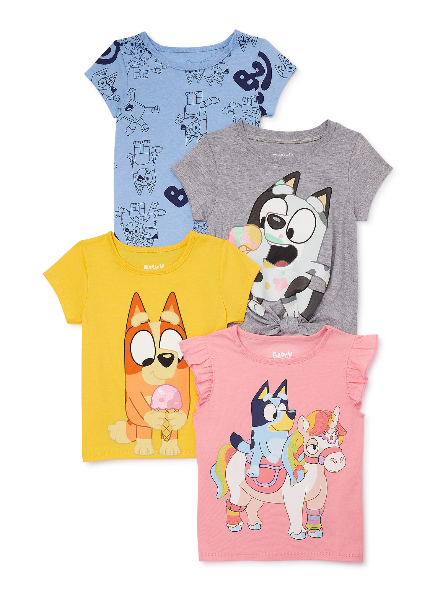 Bluey Toddler Girl Graphic Print Fashion T-Shirts, 4-Pack, Sizes 2T-5T - image 1 of 14