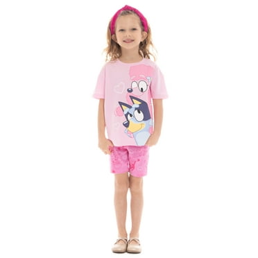 Bluey Toddler Girl Graphic Tee and Allover Print Bike Shorts Set, 2-Piece, Sizes 12M-5T