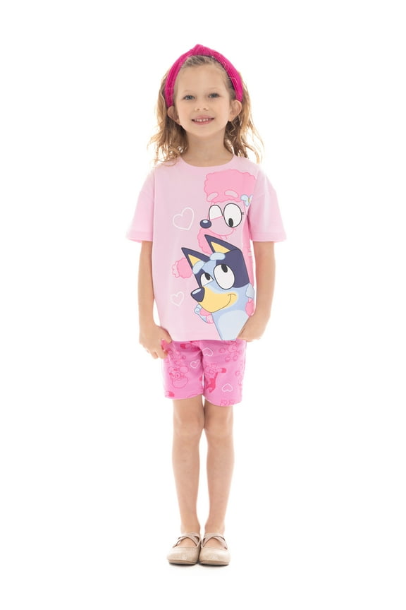 Toddler Girl Graphic Tee and Allover Print Bike Shorts Set, 2-Piece, Sizes 12M-5T