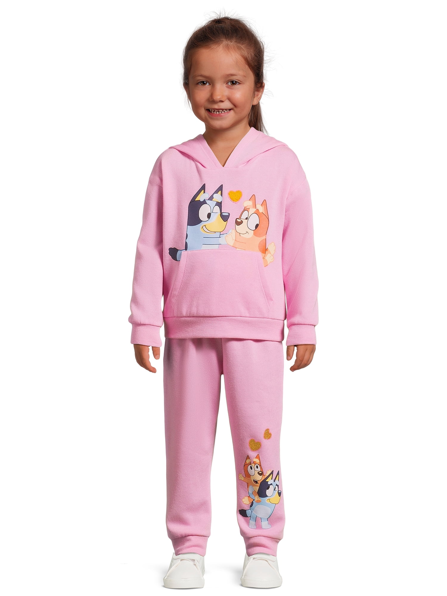 Bluey Toddler Girl Hooded Fleece Pullover and Joggers Set, 2-Piece, Sizes  2T-4T