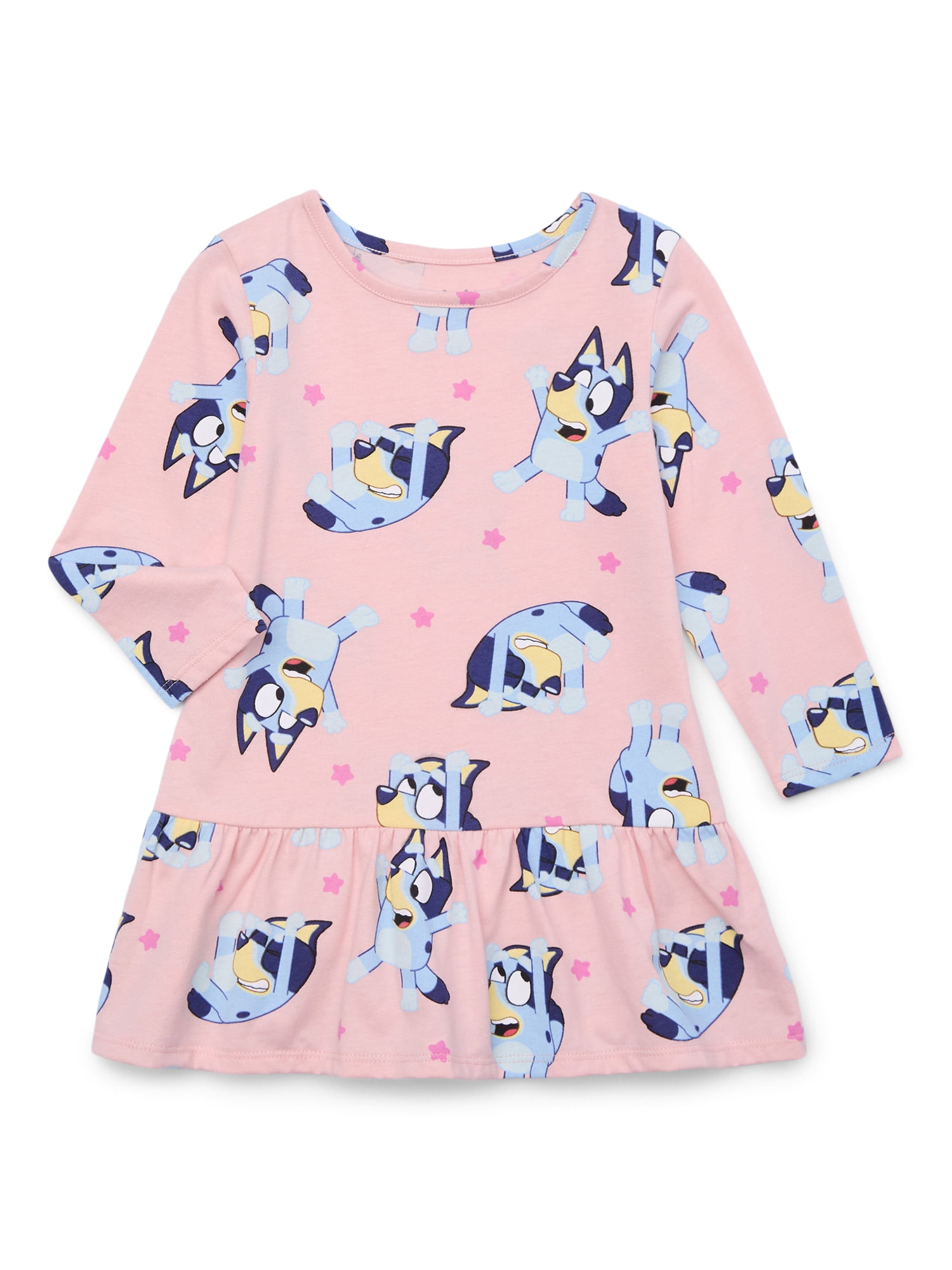 Bluey Toddler Girl Print Drop Waist Dress with Long Sleeves, Sizes 12M-5T -  Walmart.com