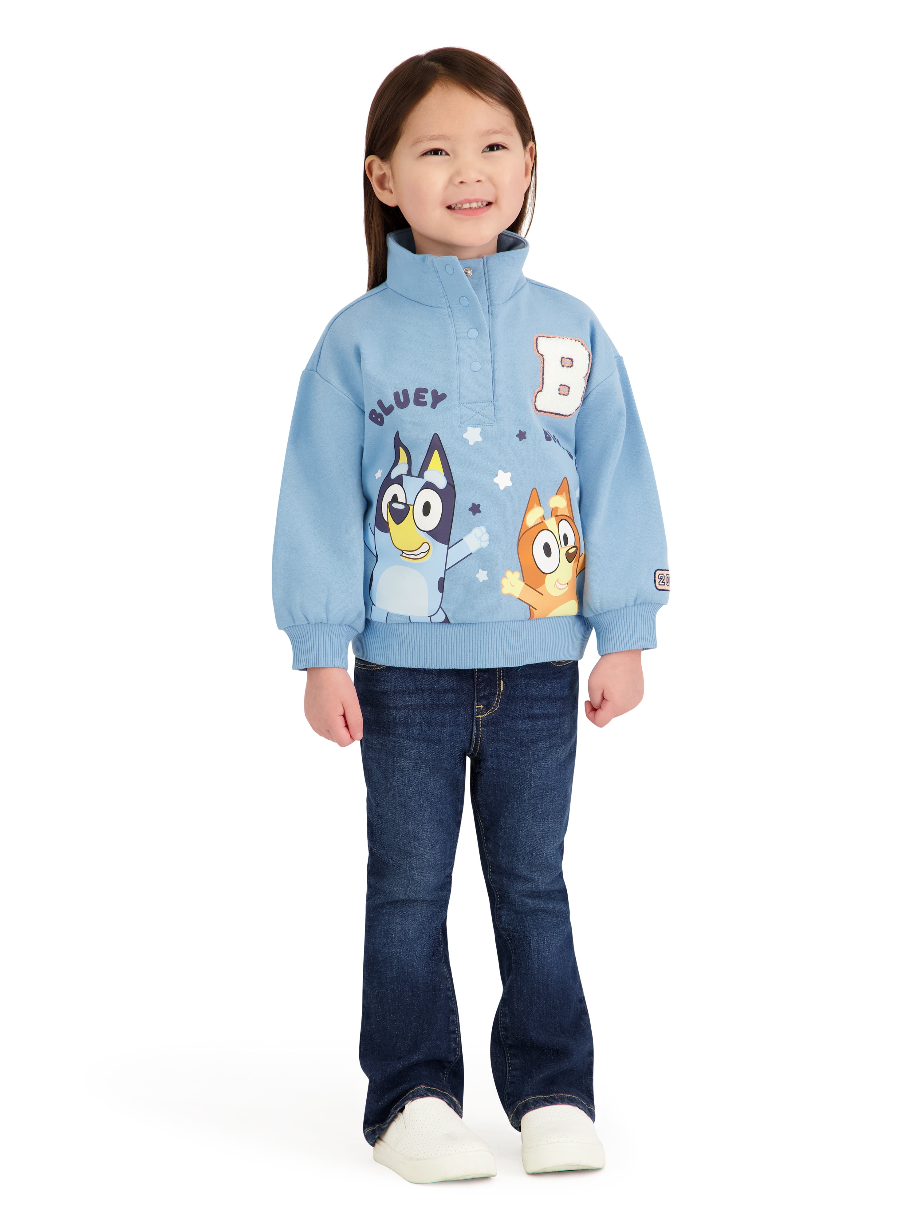 Bluey Toddler Girl Quarter Snap Pullover, Sizes 12 Months-5T