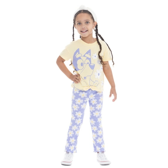 Bluey Toddler Girls Graphic Tee and Flare Leggings Set, 2-Piece, Sizes 12M-5T