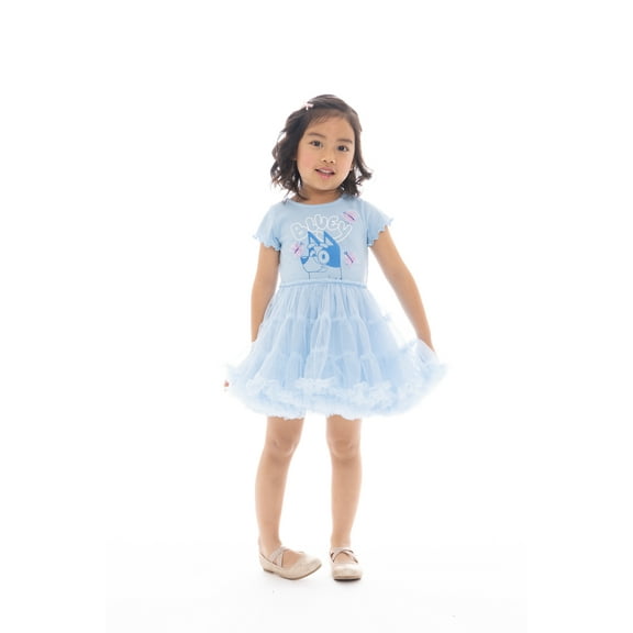 Bluey Toddler Girl Tiered Tutu Dress with 3D Butterflies, Sizes 12M-5T