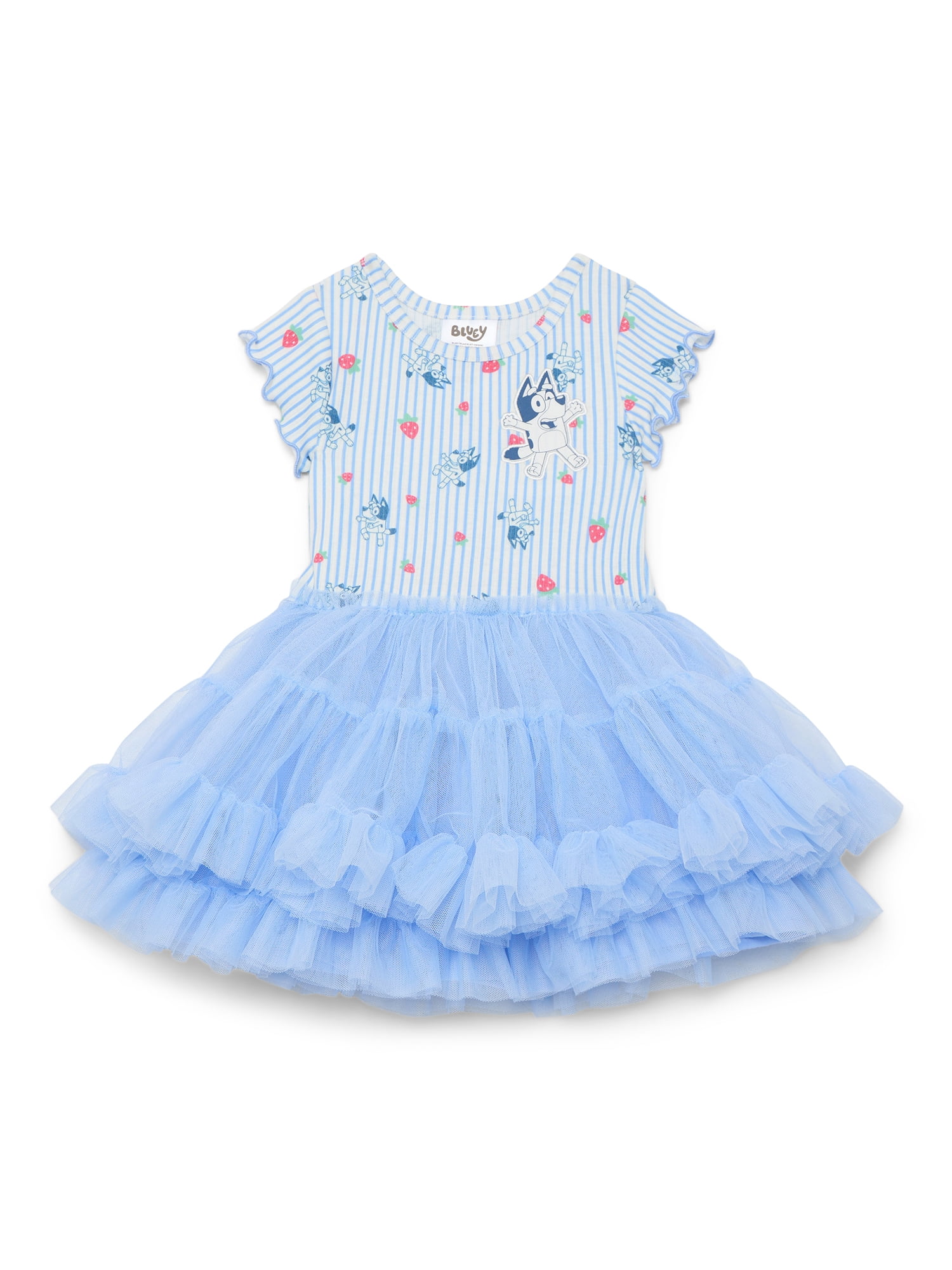 Bluey Toddler Girls Graphic Tutu Dress with Short Sleeves, Sizes 12M-5T