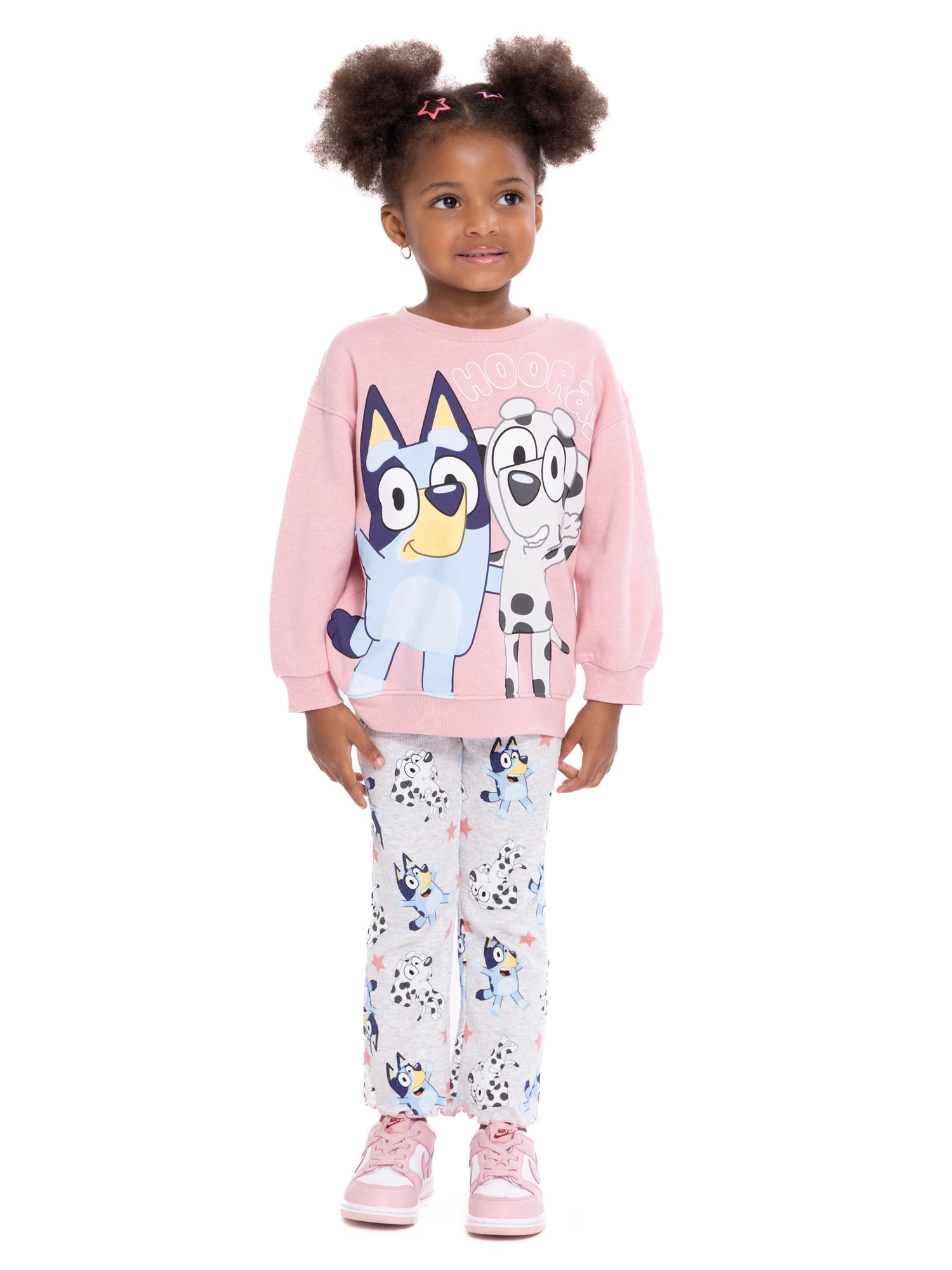 Bluey Toddler Girls Long Sleeve Graphic Print Sweatshirt and Matching Flare Leggings Set, 2-Piece, Sizes 12M-5T