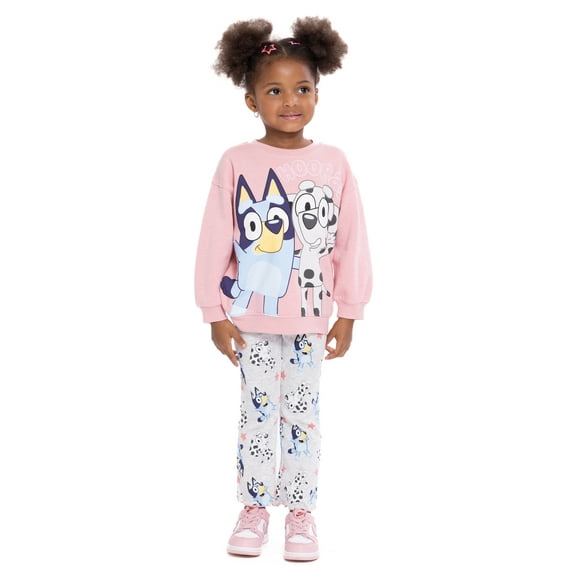 Bluey Toddler Girls Long Sleeve Graphic Print Sweatshirt and Matching Flare Leggings Set, 2-Piece, Sizes 12M-5T
