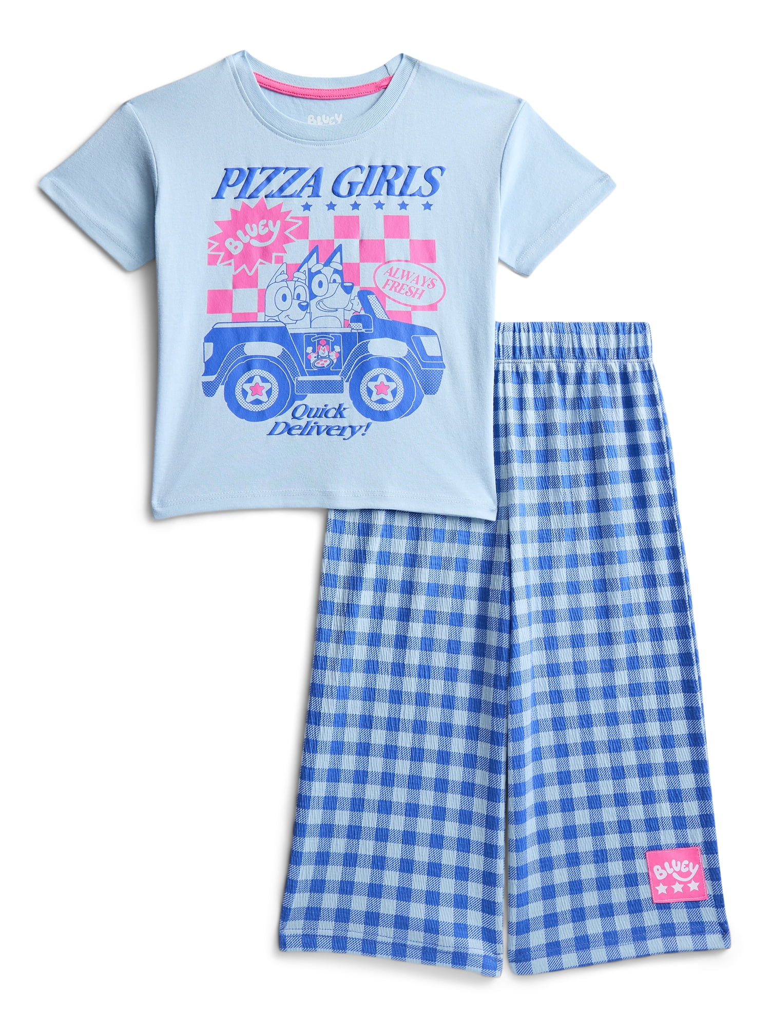 Bluey Toddler Girls Graphic Tee and Print Pants Set, 2-Piece, Sizes 12M-5T