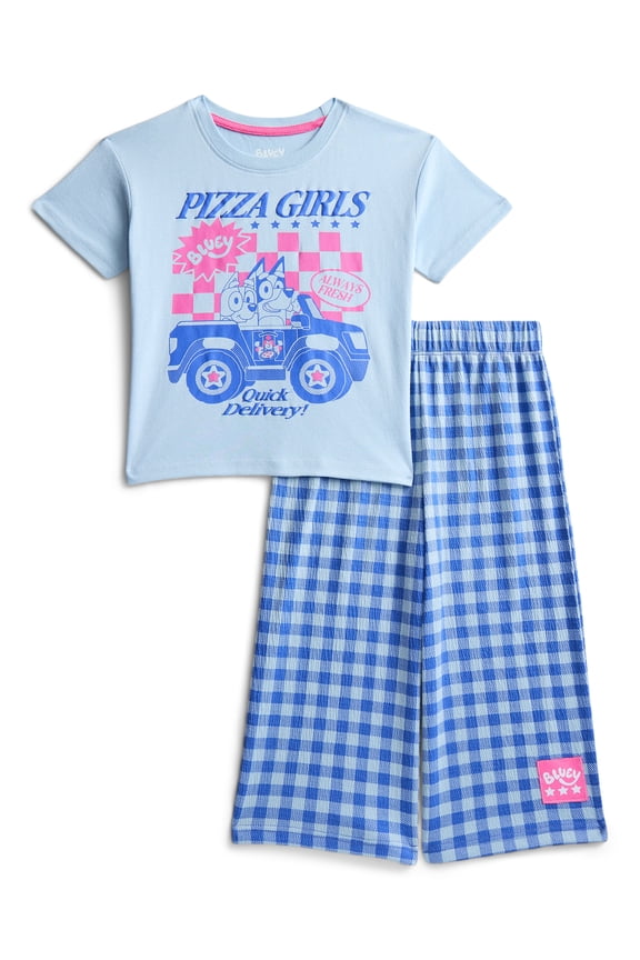 Bluey Toddler Girls Graphic Tee and Print Pants Set, 2-Piece, Sizes 12M-5T