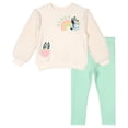 thumbnail image 1 of Bluey Toddler Girls' 2-Piece Fleece Sweatshirt and Leggings Set Cream Mint, 1 of 6