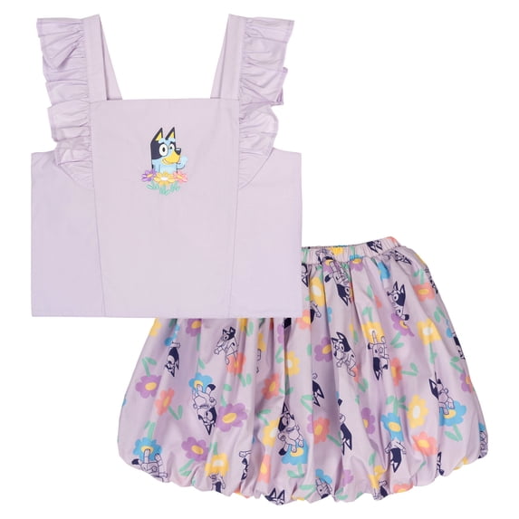 Bluey Toddler Girls' 2-Piece Sleeveless Tank Top and Skort Set Light Lavender