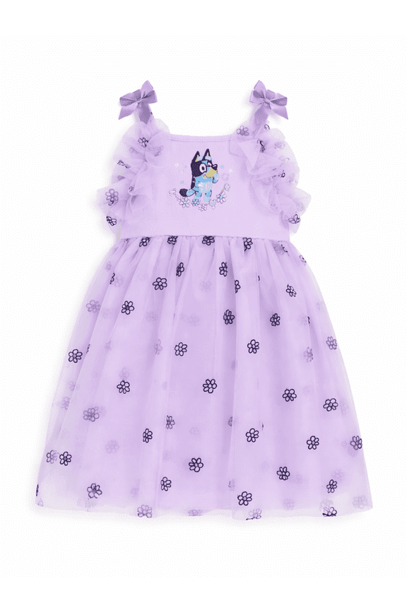 Toddler Girls Bluey Blooms Embroidered Tulle Dress