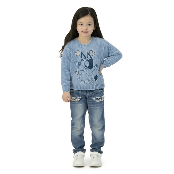 Bluey Toddler Girls Chenille Sweater, Sizes 12 Months - 5T