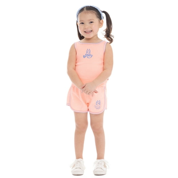 Bluey Toddler Girls Embroidered Tank Top and Shorts Set, 2-Piece, Sizes 12M-3T