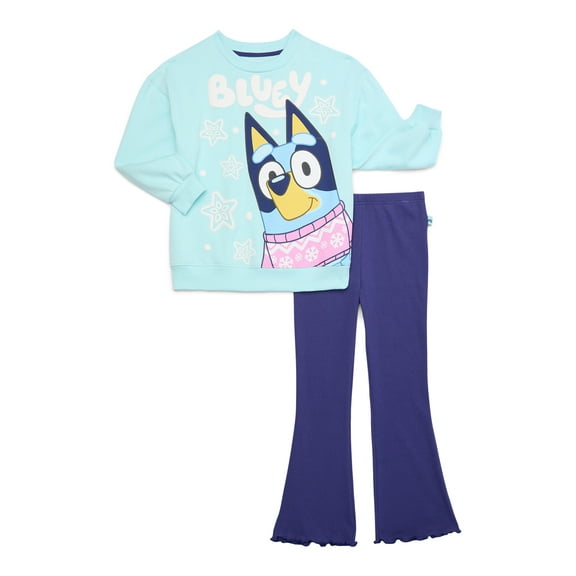 Bluey Toddler Girls Graphic Sweatshirt and Flare Leggings Set, 2-Piece, Sizes 12M-5T