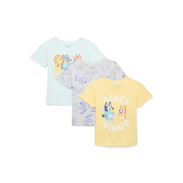 Bluey Toddler Girls Graphic Tee with Short Sleeves, 3-Pack, Sizes 12M-5T