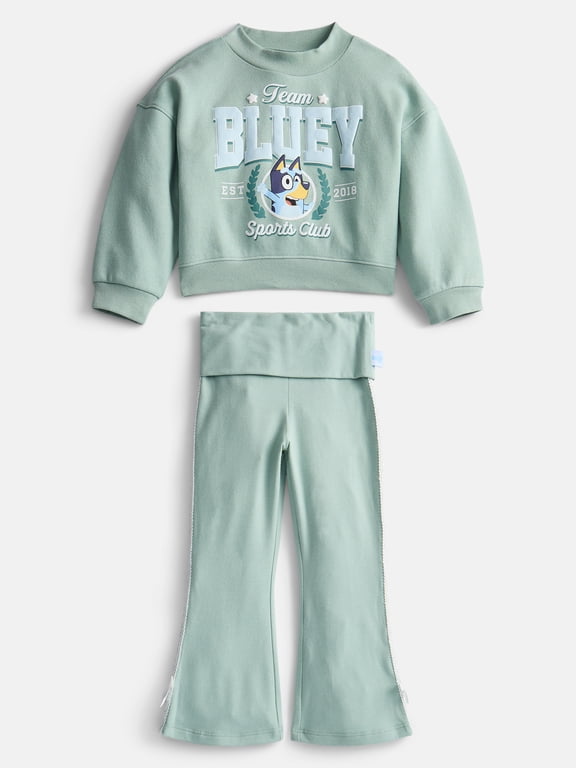 Toddler Girls Graphic Crewneck Sweatshirt and Foldover Leggings Set, 2 Piece, Sizes 12M-5T