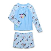 Character Toddler Girl Long-Sleeve Rash Guard and Swim Short Set, 2-Piece, Sizes 12M-5T