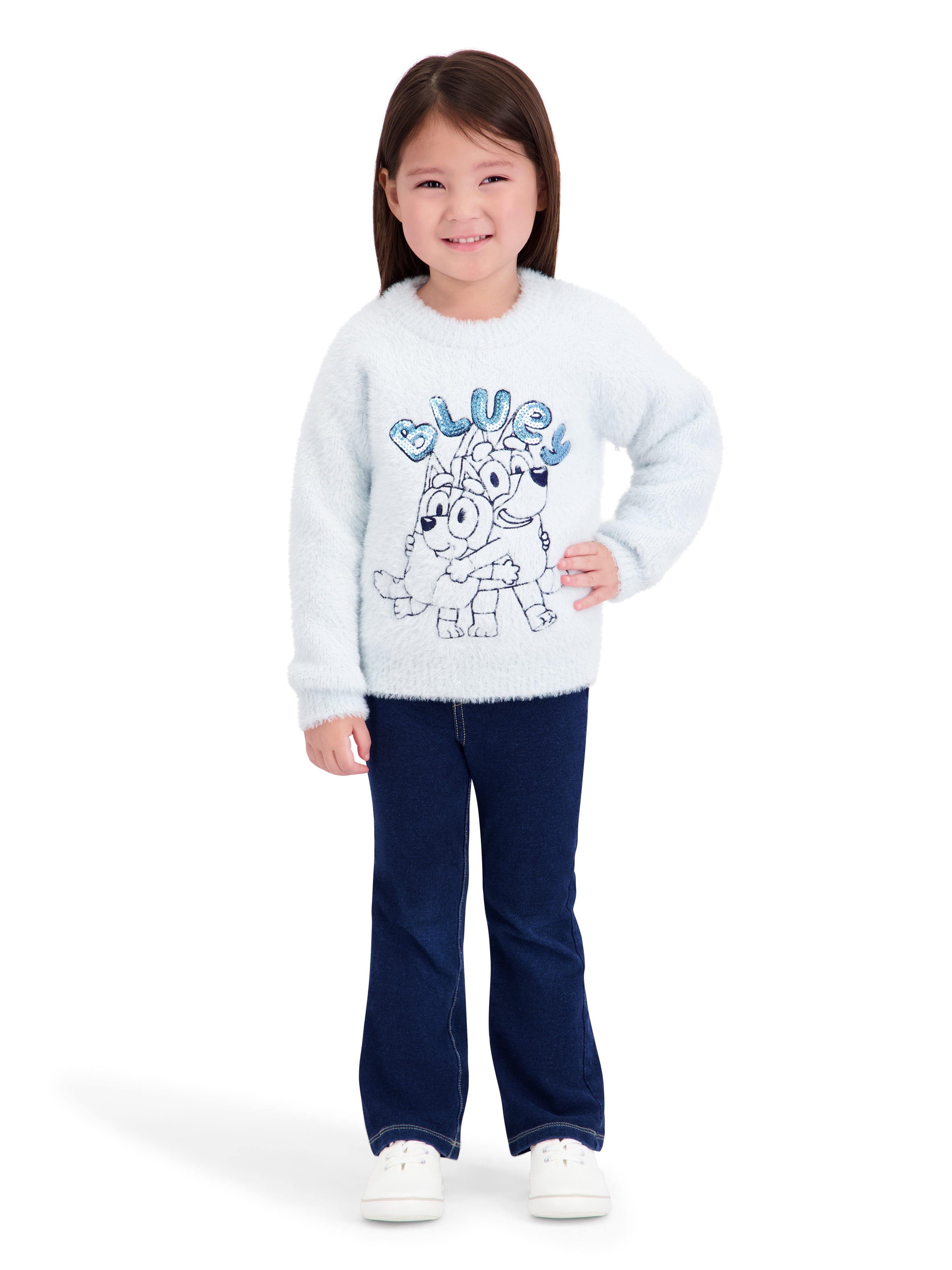 Bluey Toddler Girls Lurex Mohair Sweater, Sizes 12 Months - 5T