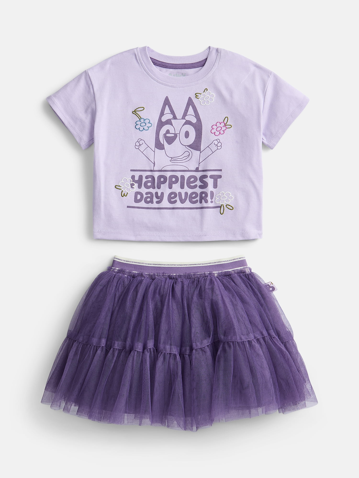 Bluey Toddler Girls Graphic Tee with Short Sleeves and Tutu Skirt Set, Sizes 12M-5T
