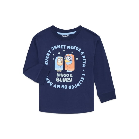 Bluey Toddler Holiday Long Sleeve Crewneck Tee, Sizes 12M-5T