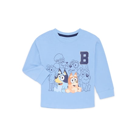 Bluey Toddler Holiday Long Sleeve Crewneck Tee, Sizes 12M-5T