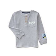 BLUEY Toddler Boys Holiday Thermal Henley Shirt with Long Sleeves, Sizes 12M-5T