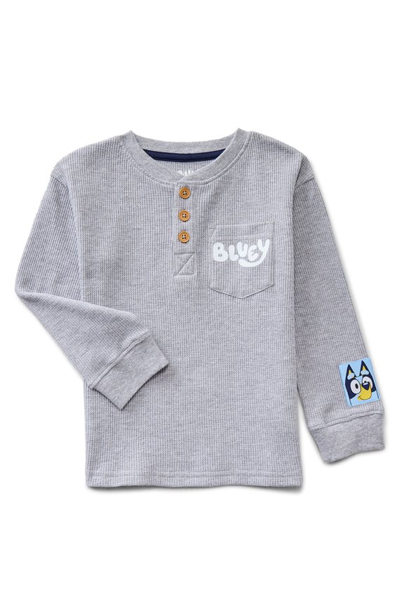 Toddler Boys Holiday Thermal Henley Shirt with Long Sleeves, Sizes 12M-5T