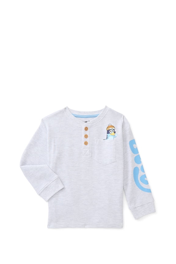 Toddler Boys Holiday Thermal Henley Shirt with Long Sleeves, Sizes 12M-5T