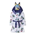 thumbnail image 1 of Toddler Boys White Plush Bluey Christmas Fleece Bathrobe House Coat 2T-3T, 1 of 2