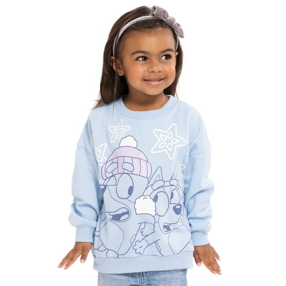 Bluey Toddler Girls Graphic Crewneck Sweatshirt with Long Sleeves, Sizes 12M-5T