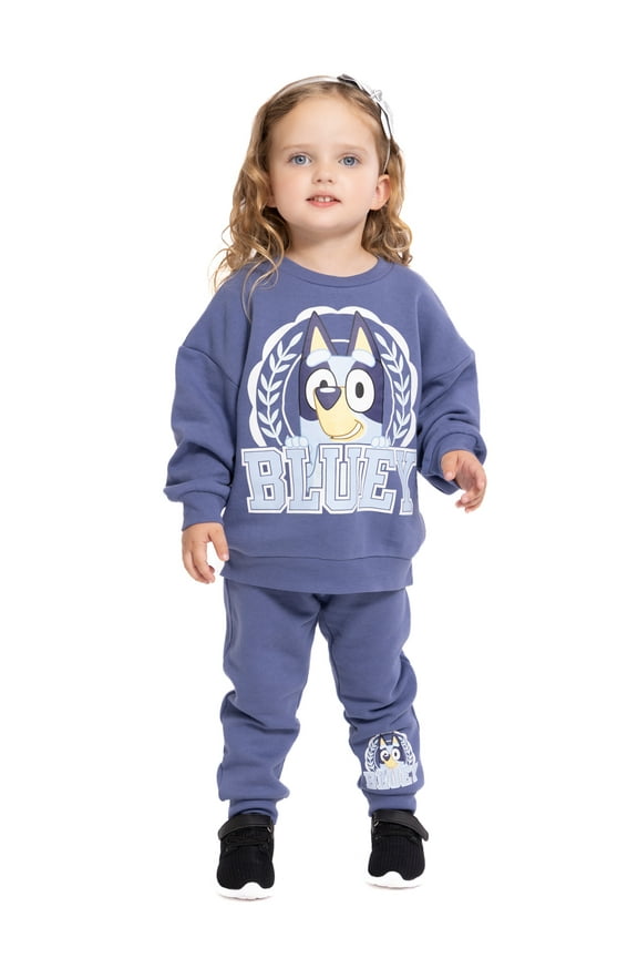 Bluey Toddler Girls Graphic Sweatshirt and Joggers Set, 2-Piece, Sizes 12M-5T