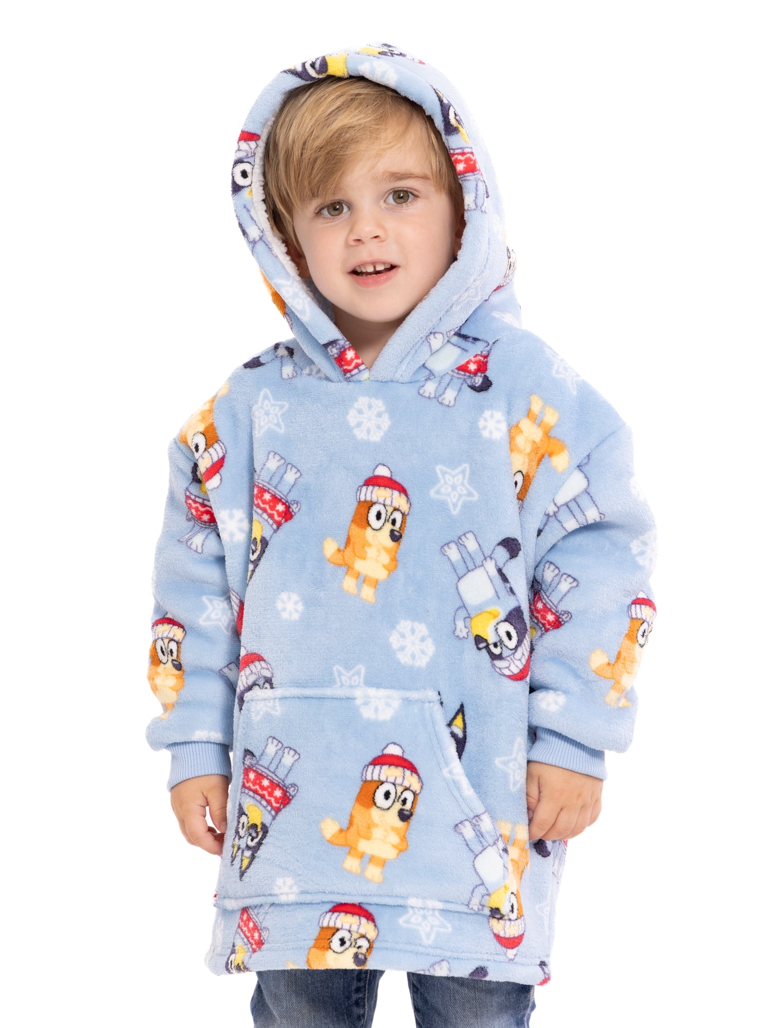 Bluey Toddler Boys Cozy Hoodie with Faux Shearling Lining, Sizes 12M-5T
