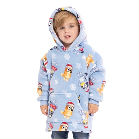 Bluey Toddler Boys Cozy Hoodie with Faux Shearling Lining, Sizes 12M-5T