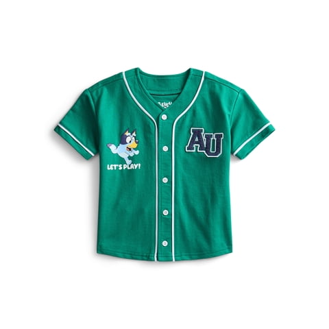 Bluey Toddler Button Down Baseball Jersey with Short Sleeves, Sizes 12M-5T
