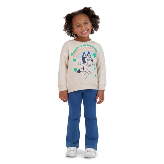 Bluey Toddler St Patrick's Day Fleece Sweatshirt, Sizes 12M-5T