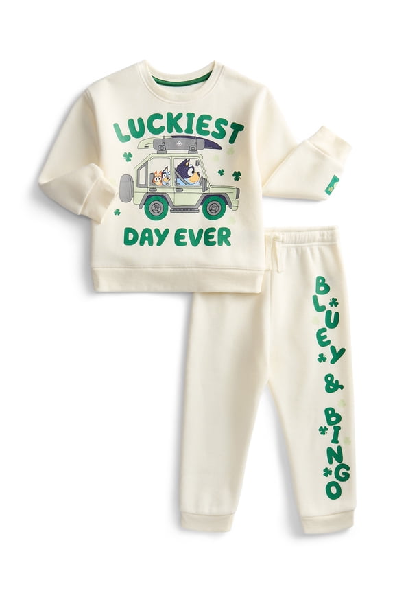 St. Patrick’s Day Bluey Unisex Toddler Graphic Sweatshirt and Jogger Pants Set, 2-Piece, Sizes 12M-5T