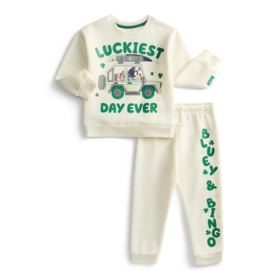 St. Patrick’s Day Bluey Unisex Toddler Graphic Sweatshirt and Jogger Pants Set, 2-Piece, Sizes 12M-5T