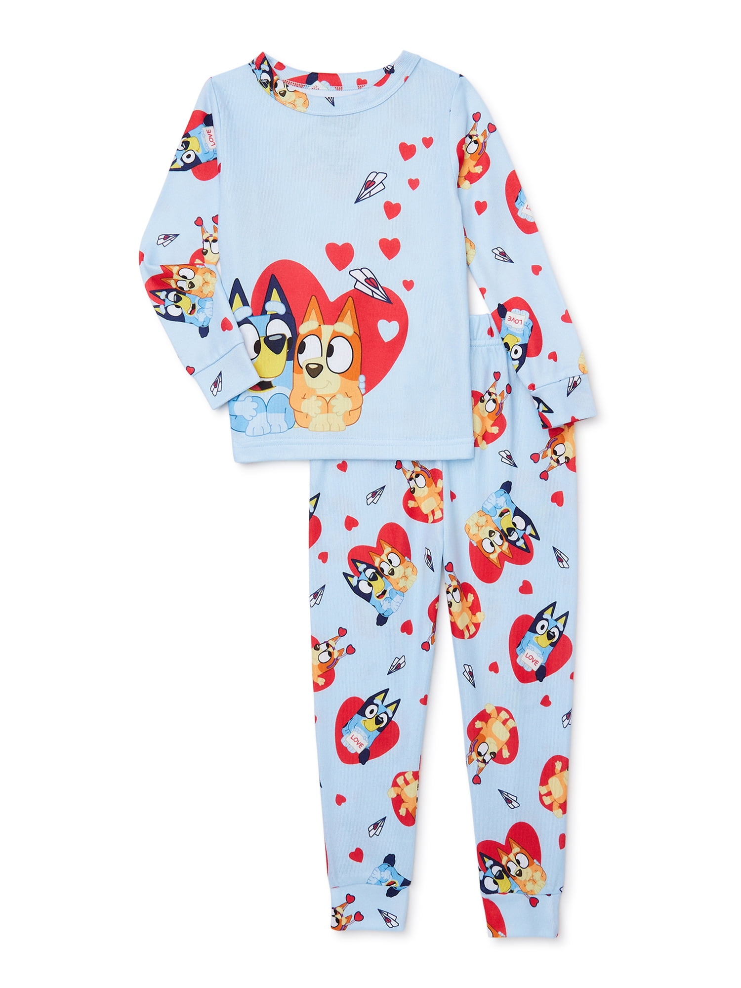 Bluey Toddler Unisex Valentine's Day Pajama Set, 2Piece, Sizes 12M5T