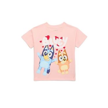 Bluey Toddler Valentine's Day Graphic Tee with Short Sleeves, Sizes 12M-5T