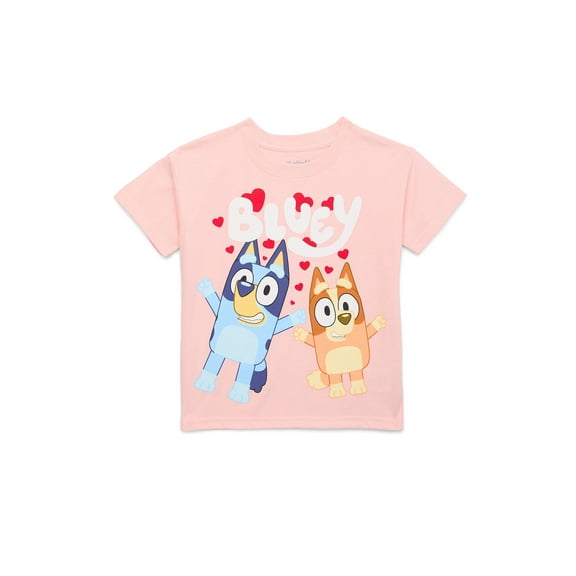 Bluey Toddler Valentine's Day Graphic Tee with Short Sleeves, Sizes 12M-5T