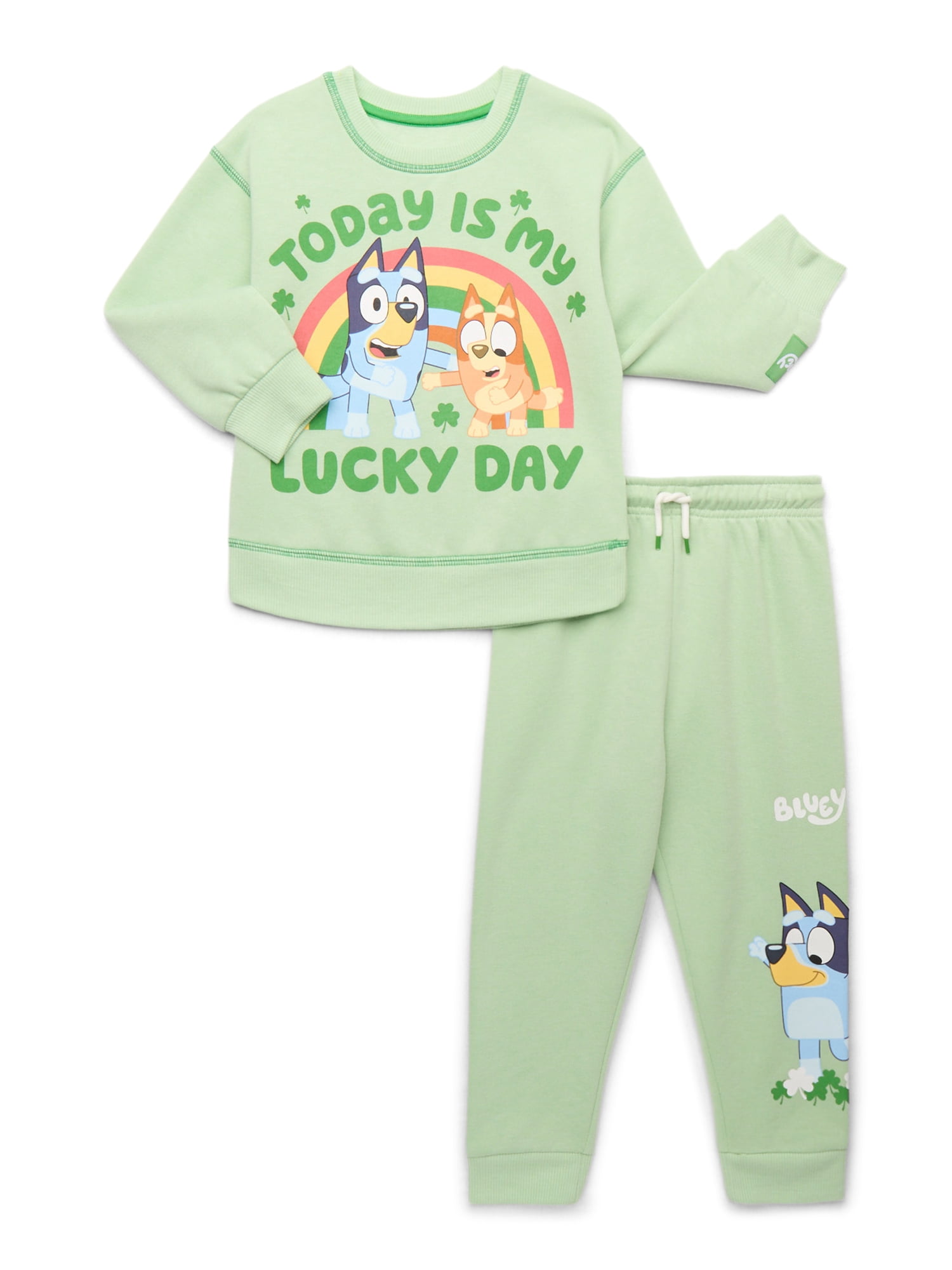 Bluey Toddlers' St. Patrick's Day Graphic Sweatshirt and Jogger Pants Set, 2-Piece, Sizes 12M - 5T