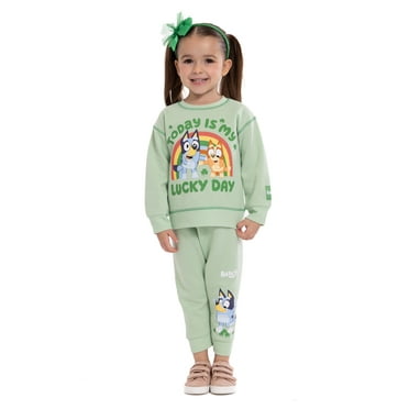 Bluey Toddlers' St. Patrick's Day Graphic Sweatshirt and Jogger Pants Set, 2-Piece, Sizes 12M - 5T