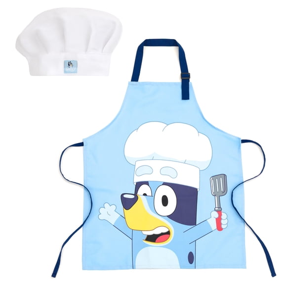 Bluey Twill Apron and Chef Hat Cooking Set