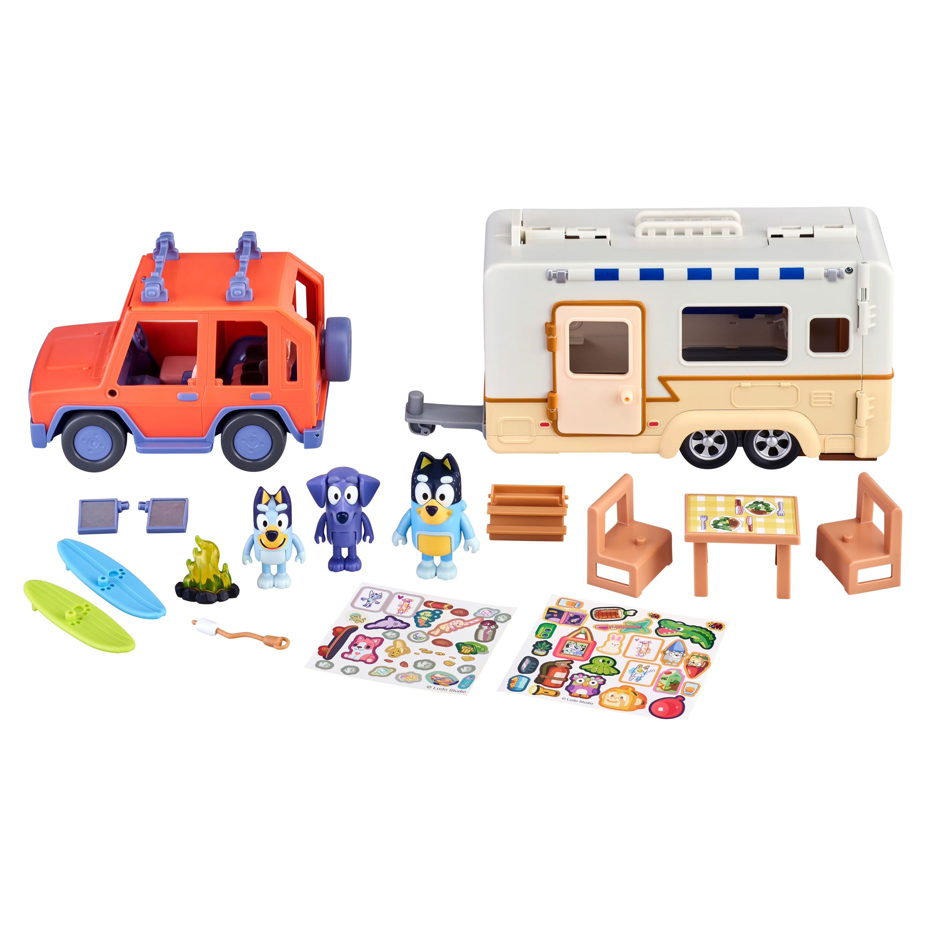 Bluey Ultimate Caravan Adventures, Camper Playset with Three 2.5-3" Figures,  4WD Family SUV, Camper, 2 Surfboards, Preschool, Ages 3+ - image 1 of 10