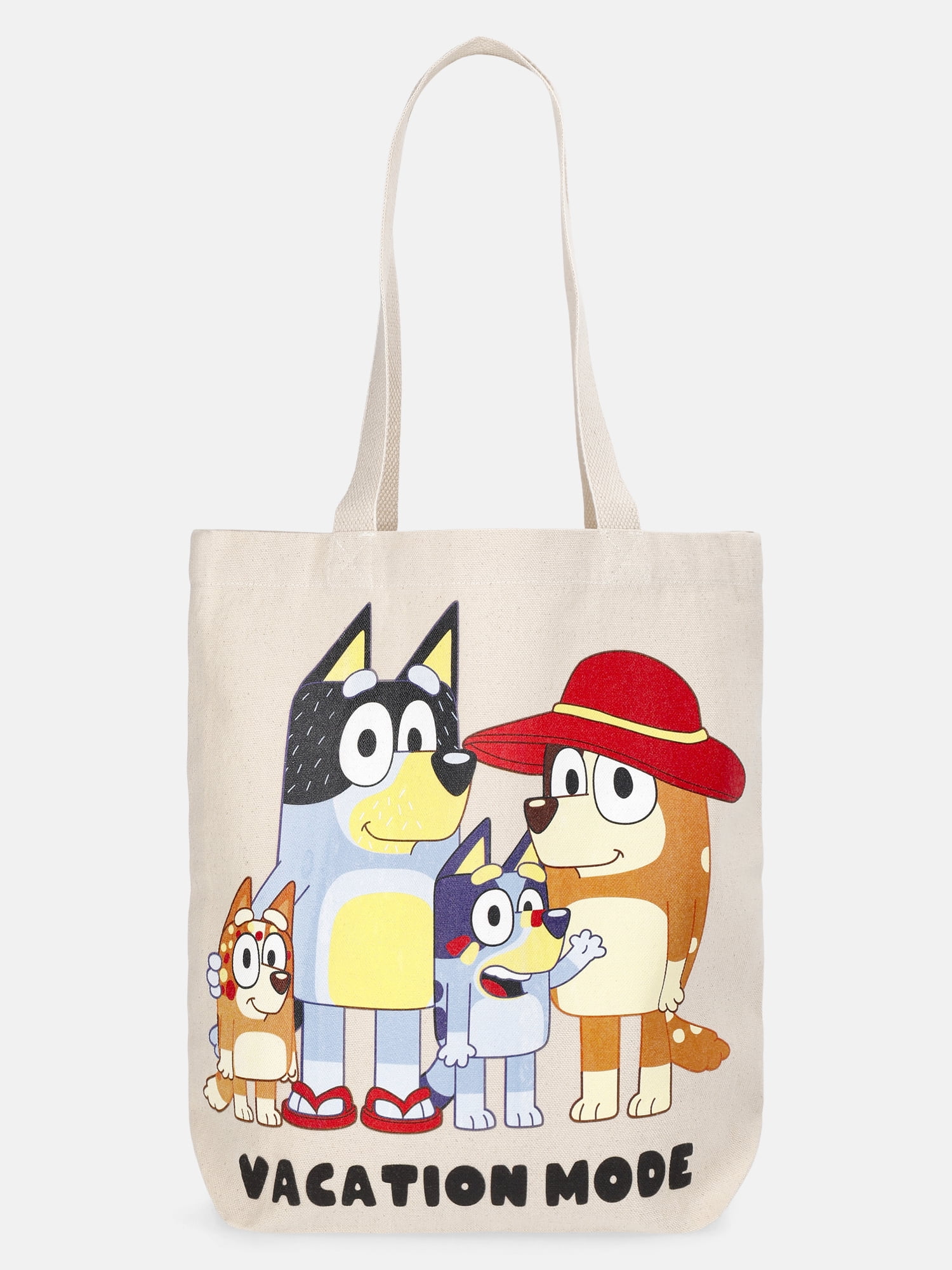 Bluey Women's Vacay Mode 13.5" Tote Bag, Blue Natural Canvas