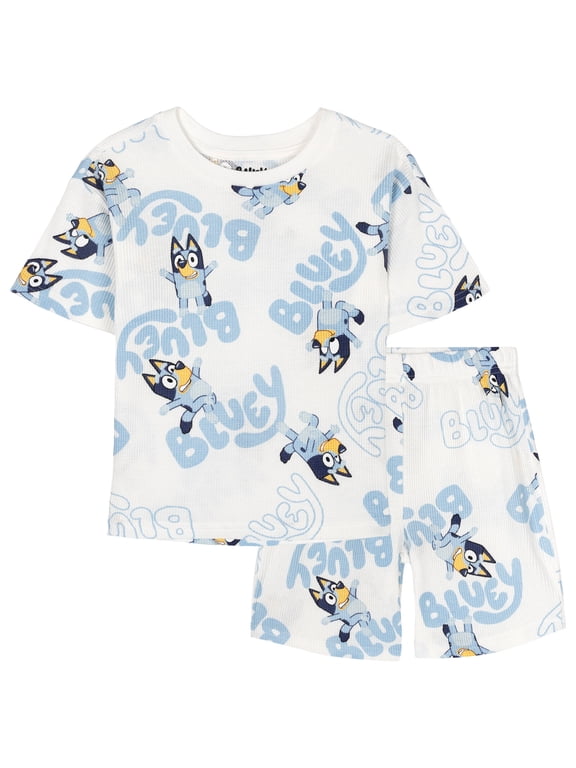 Waffle Knit Drop Shoulder T-Shirt and Shorts Outfit Set Infant to Little Kid