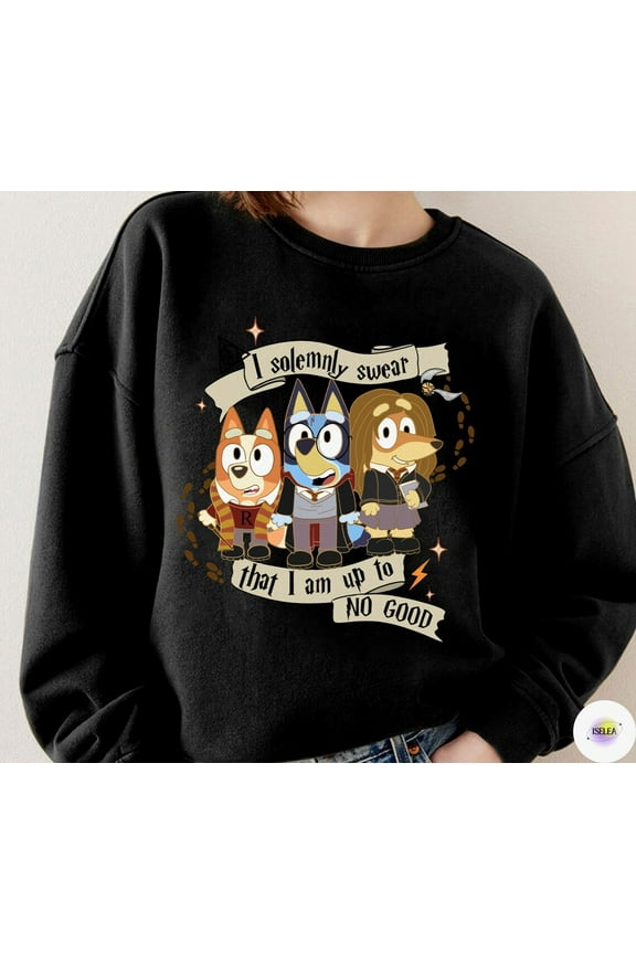 Bluey Wizard Sweatshirt, Bluey Harry Potter Sweater, I Am Up to No Good Shirt, Friendship Gift Idea, Bluey Bingo I Solemnly Swear That, Black Color