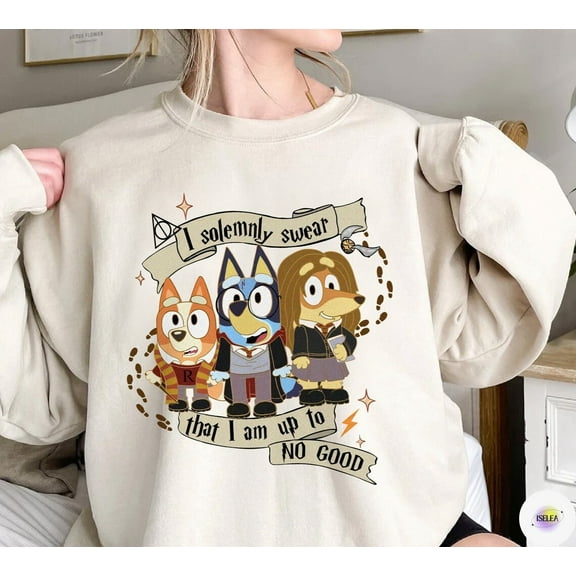 Bluey Wizard Sweatshirt, Bluey Harry Potter Sweater, I Am Up to No Good Shirt, Friendship Gift Idea, Bluey Bingo I Solemnly Swear That, Sand Color
